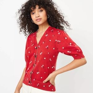 Ann Taylor Loft Cherry Cardigan